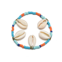 Summer beach simple design jewelry ankle bracelet seed bead shell anklet for women