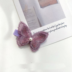 wholesale custom ins hot girls embroidery double layer butterfly hair clip