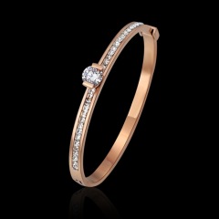 Europe Stylish Ladies Woman Diamond Stainless Steel Rose Gold Ring