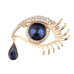 Factory Direct Sale Fashion Jewelry Crystal Rhinestone Teardrop Blue Eye Brooches