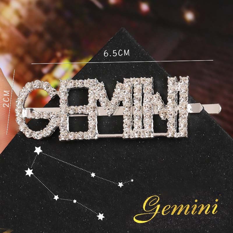 Custom 12 constellation rhinestone bling bling letter words libra hairclips for women Custom 12 constellation rhinestone bling bling letter words libra hairclips for women