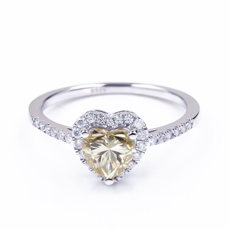 Luxury rose gold plated heart shape 925 sterling silver white gold moissanite ring Luxury rose gold plated heart shape 925 sterling silver white gold moissanite ring
