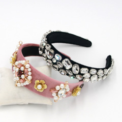 2020 fashion woman baroque winter vintage pearl gemstone rhinestone headband