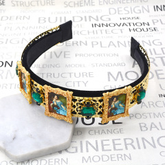 2019 Euramerican show party girls hair band vintage jewelry bridal rhinestone crystal baroque headband
