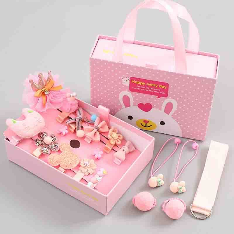Girls flower hairpin hair clip glitter crown elastic hairband box pack Girls flower hairpin hair clip glitter crown elastic hairband box pack