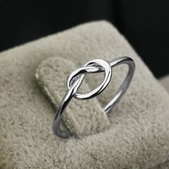 Fashion custom girl women jewelry love knot simple finger pure 925 sterling silver rings
