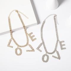 wholesale jewelry bling bling chain crystal LOVE letter choker for women