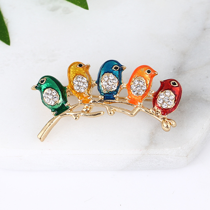 wholesale fashion custom cheap jewelry colorful crystal little birds brooches wholesale fashion custom cheap jewelry colorful crystal little birds brooches