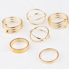 Fashion vintage ladies boho Beach gold Punk Hollow out jewely stack five finger ring set designs for girls women