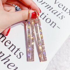 European and American fashion exaggerated bling bling zircon diamond rectangle earrings for women