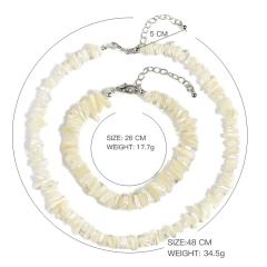 Amazon hot sale Hawaii Beach Jewelry Color Shredded Shell Bracelet And Necklace set for women