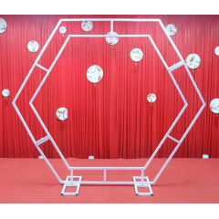 Hexagon Metal Garden Flower Wedding Arch for rental wedding stage decoration