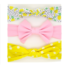 Wholesale cute elastic bow knot 3 pieces suit hair band for baby girl hair accessories