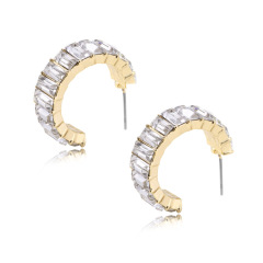 Colorful hot sale wholesale trendy fashion alloy crystal women cc earrings stud