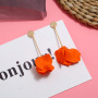 European and American gold multi piece long petal geometric women flower earrings