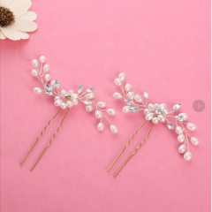 Wholesale handmade women hair styling tools gold pearl crystal wedding bridal accessories hair pin