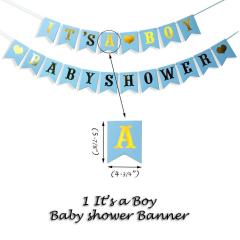 Blue paper fan fringe curtains latex balloon baby shower party favors