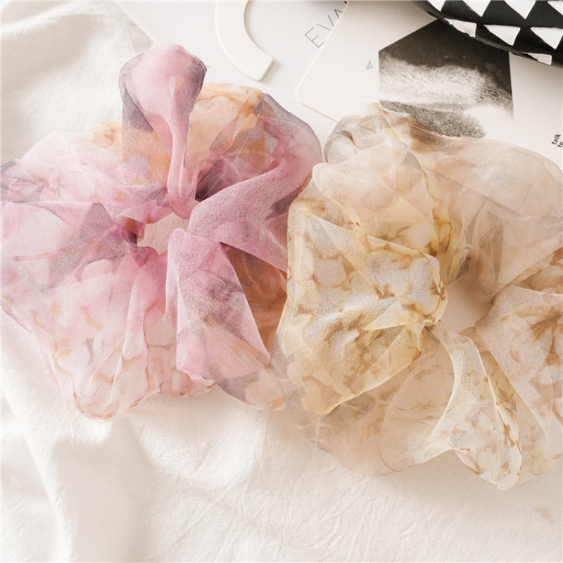Spring and summer new thin organza yarn psychedelic color oversized hair scrunchies