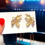 Wholesale Korea Bow Studded Zircon Crystal Gold S925 Silver Needle Fancy Stud Earring Wholesale Korea Bow Studded Zircon Crystal Gold S925 Silver Needle Fancy Stud Earring