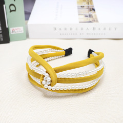 Vintage custom hair accessories fabric knot elastic pearl hair band