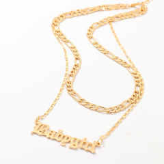Amazon Sells English Babygirl Letter Personality Double Layer Women Necklaces