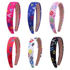 Women Hair Hoop Alphabet Print Headbands Kids Hair Bands Hair Accessories Ladies Headband