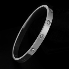 Fashion Stylish Cross-checked Korean Brand Titanium Steel Rose Gold Bracelet