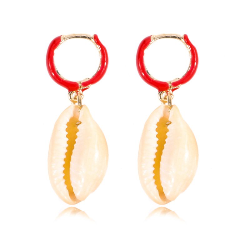 European and American fashion new alloy oil drip women eardrop shell earrings