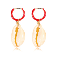 European and American fashion new alloy oil drip women eardrop shell earrings