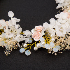 Wholesale OEM Rhinestone gold Wedding bridal floral flower hair bands