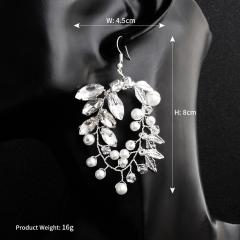hanging tassel sand blasting Alloy jewelry pearl wedding bridal earring
