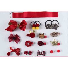 18 pcs handmade hairpin Girls flower hair clip elastic hairband with box