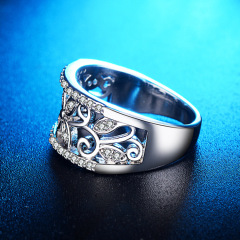 Wholesale fashion jewelry zircon crystal rhinestone clover engagement ring