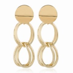 custom fashion fancy trendy girls women Vintage long double circle gold Geometric statement tassel earrings