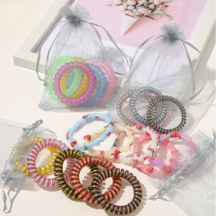 Ins hot new style elastic candy color wire line telephone cord hair tie for girls Ins hot new style elastic candy color wire line telephone cord hair tie for girls