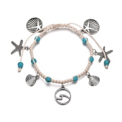 Hot sale jewelry sterling silver ankle bracelet sea shell silver anklets for ladies Hot sale jewelry sterling silver ankle bracelet sea shell silver anklets for ladies