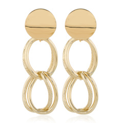 custom fashion fancy trendy girls women Vintage long double circle gold Geometric statement tassel earrings