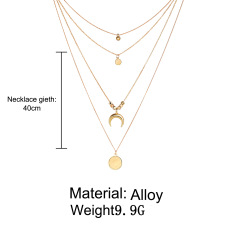 Cheap wish Amazon best seller fashion women three gold charm chocker multi layer necklace