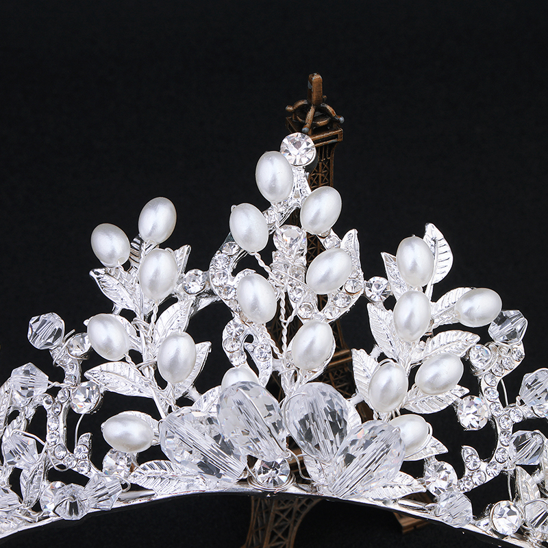 New dsgin silver pearl wedding crystal bridal tiaras and crowns for girls