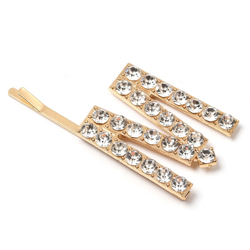 New single word  bling hair accessories custom rhinestone hair pins  clips for women daily life