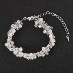 Beauty zodiac party bride crystal silver jewelry pearl charm wedding beaded bracelet