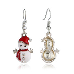 Hot sale fashion cute doll rhinestone women snowman christmas earrings