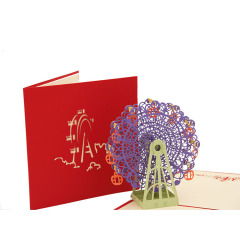 Professional Manufacturer Handmade Ferris wheel Birthday 3d Pop Up Greeting Card Professional Manufacturer Handmade Ferris wheel Birthday 3d Pop Up Greeting Card