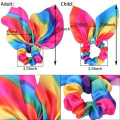 High Quality Rainbow Big Bow Stretch Ponytail holder Fabric Hair Scrunchies For Women Girls