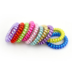custom 5CM shining candy color woman lady girls elastic ponytail phone cord hair tie