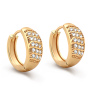 Women trendy cubic zircon plated gold fashion copper hoop round earrings
