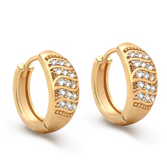 Women trendy cubic zircon plated gold fashion copper hoop round earrings Women trendy cubic zircon plated gold fashion copper hoop round earrings