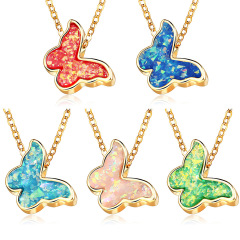 Europe and America wholesale fashion new multicolor jewelry pendant butterfly necklace Europe and America wholesale fashion new multicolor jewelry pendant butterfly necklace