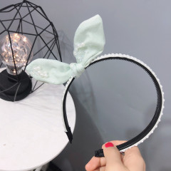 Non Slip Bunny Ears Bowknot pearl Hoop Hair Accessories Hairbands women