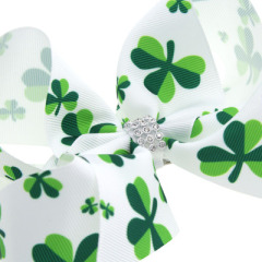 St.Patrick's Day babies green four-leaf clover bows knot hair clips for girls hair accessories
